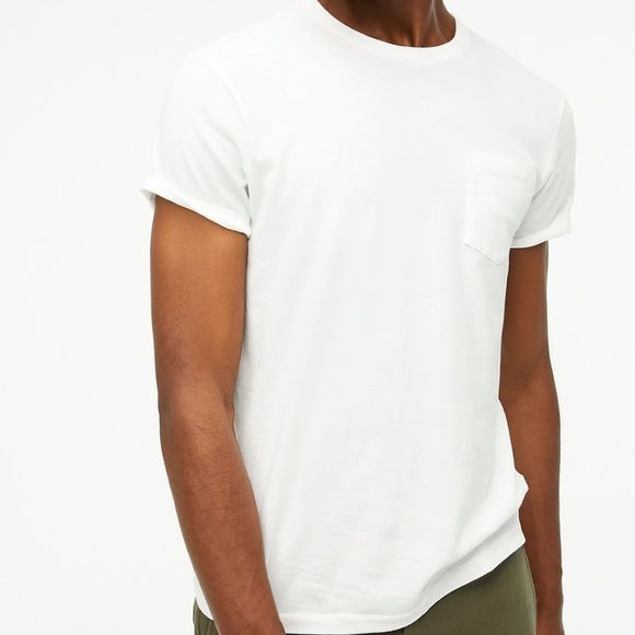 J crew washed jersey pocket tee for men in white short sleeves - Picture 1 of 3